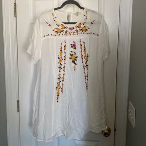 White floral embroidered dress
